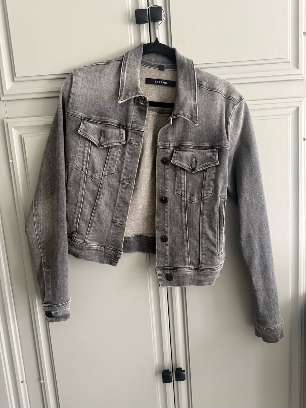 J Brand Distressed Gray Denim Jean Jacket